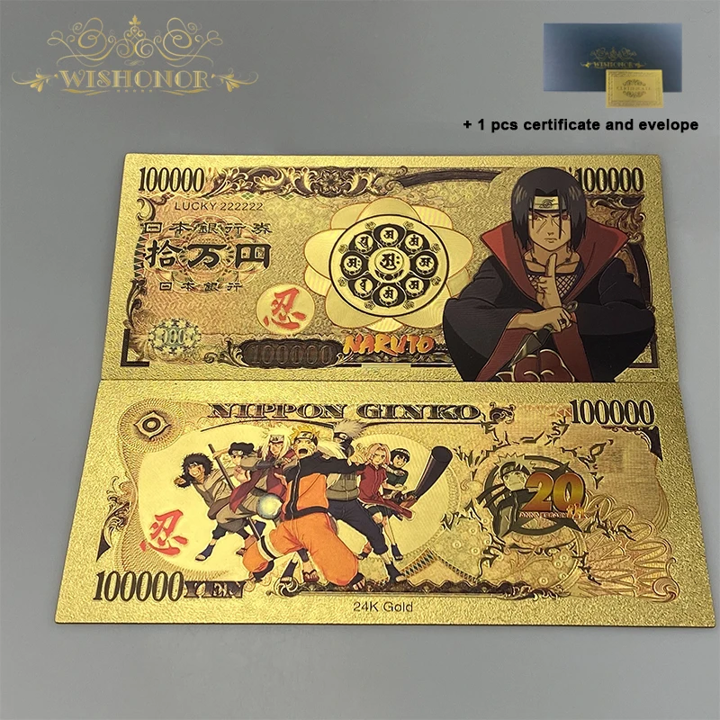 10pcs/lot Japan Anime Uzumaki Kakashi Sasuke Banknote Anime Plastic Card in 24k Gold Plated For Collection 
10pcs/lot Japan Anime Uzumaki Kakashi Sasuke Banknote Anime Plastic Card in 24k Gold Plated For Collection