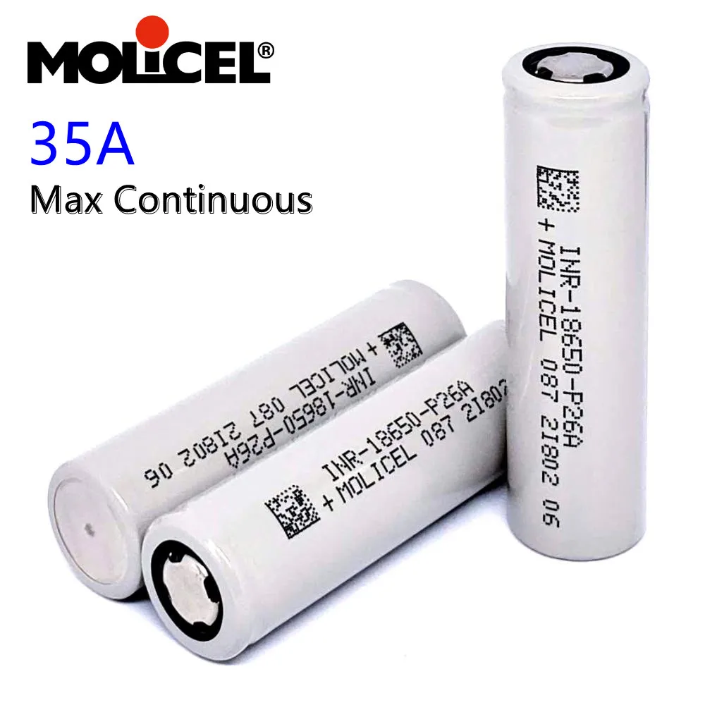 Brand New Molicel Original Li ion Battery Rechargeable 18650 2600mah P26A / 35A 3.7V Cell Lithium Batteries With Plastic Case
Brand New Molicel Original Li ion Battery Rechargeable 18650 2600mah P26A / 35A 3.7V Cell Lithium Batteries With Plastic Case