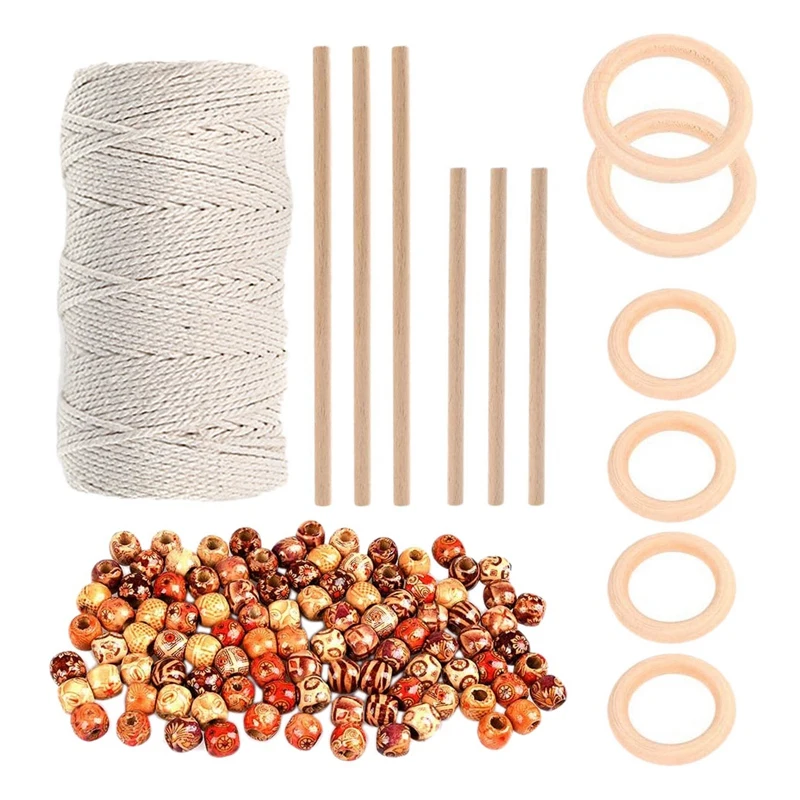 109 Yards m Cotton Cord with Wood Ring Wooden Sticks and Painted Wooden Beads for DIY Plant Hangers Crafts Knitting
109 Yards m Cotton Cord with Wood Ring Wooden Sticks and Painted Wooden Beads for DIY Plant Hangers Crafts Knitting