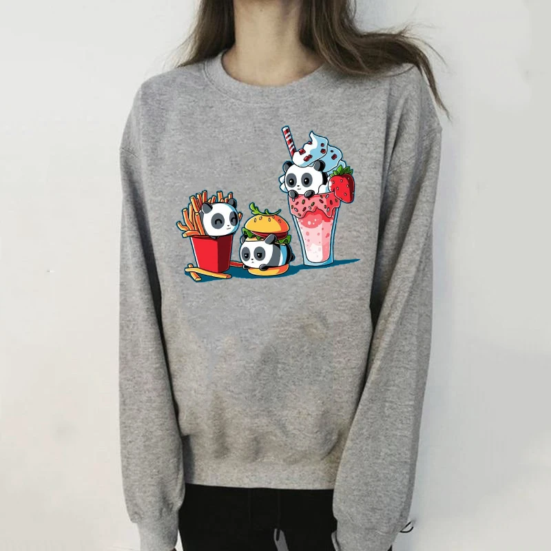 

Свитшот с забавным принтом панды для мужчин и женщин, пуловер с круглым вырезом в стиле Харадзюку, худи с оригинальным дизайном и мультиплик...