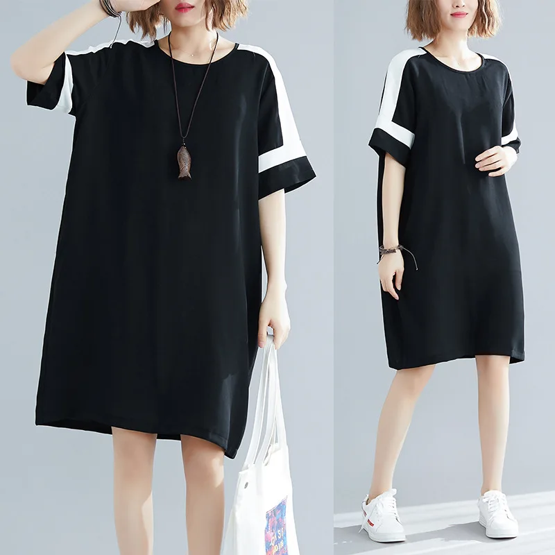 O-Neck Patchwork White Striped Short Sleeve Dress Women 2022 Spring Summer New Casual Loose Mid-length Solid Dresses
O-Neck Patchwork White Striped Short Sleeve Dress Women 2022 Spring Summer New Casual Loose Mid-length Solid Dresses