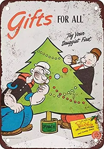 1948 Popeye винтажная репродукция внешнего вида, металлический жестяной знак 8x12 дюймов
1948 Popeye винтажная репродукция внешнего вида, металлический жестяной знак 8x12 дюймов