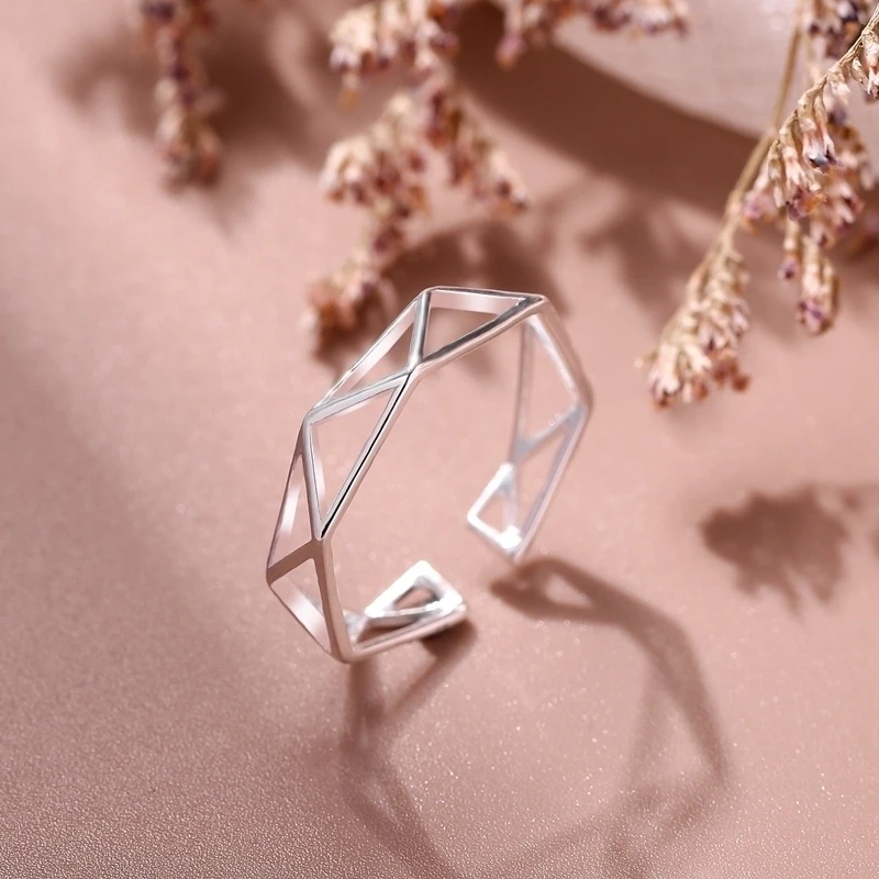 

Простое женское серебряное кольцо 925, обручальное кольцо, модное индивидуальное открытое регулируемое кольцо для влюбленных из серебра 925 п...