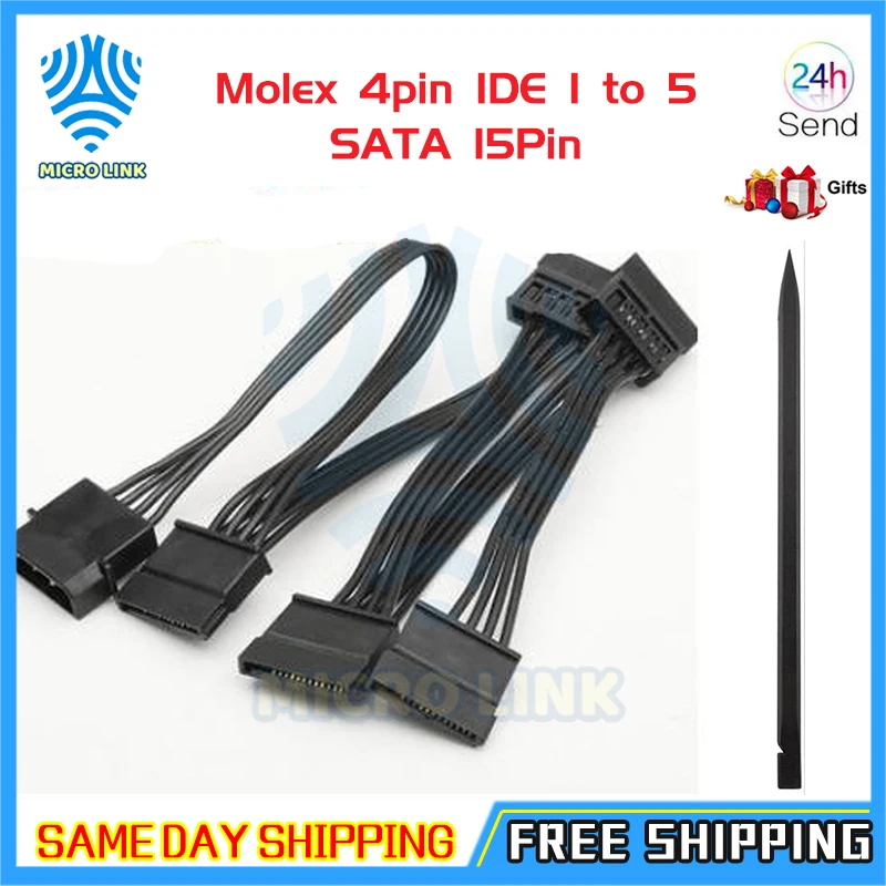 Кабель питания Molex для жесткого диска разветвитель с 4 контактами IDE от 1 до 5 SATA