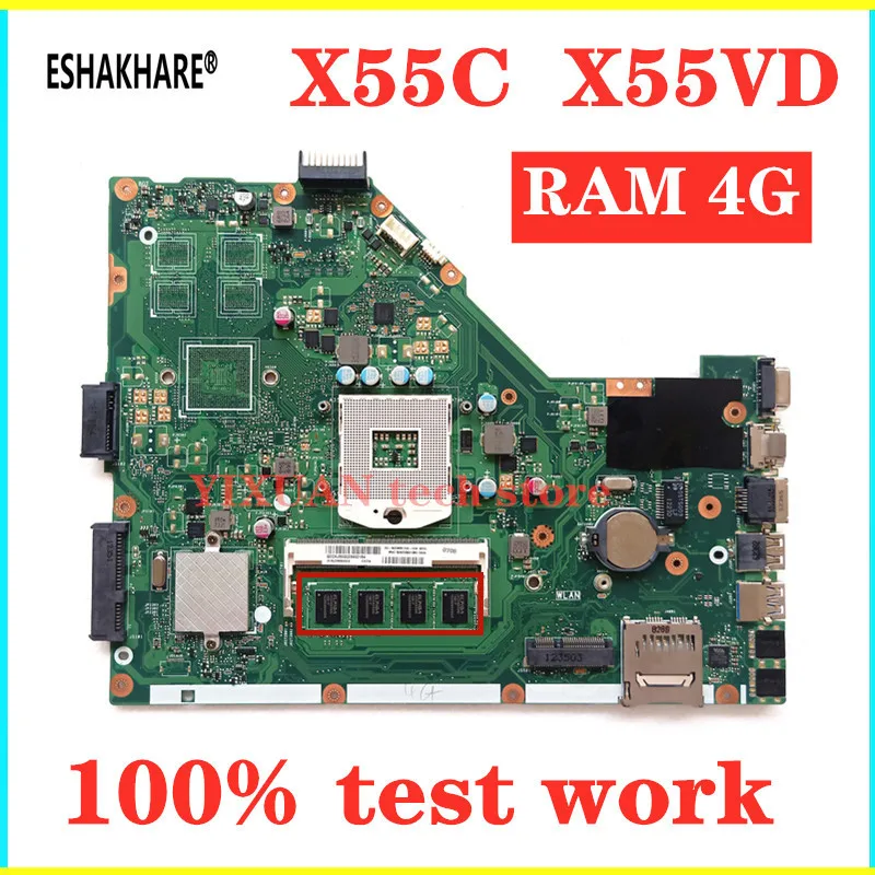 Материнская плата для ноутбука ESHAKHARE X55VD 4 Гб RAM HM76 REV2.1/2 2 ASUS X55C X55V материнская 100%