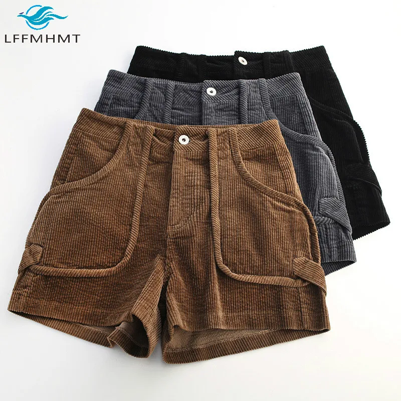 Women Winter Autumn Fashion Corduroy Double Pockets Wide Leg Shorts Female Empire Waist Solid Color Loose Casual Vintage Shorts
Women Winter Autumn Fashion Corduroy Double Pockets Wide Leg Shorts Female Empire Waist Solid Color Loose Casual Vintage Shorts