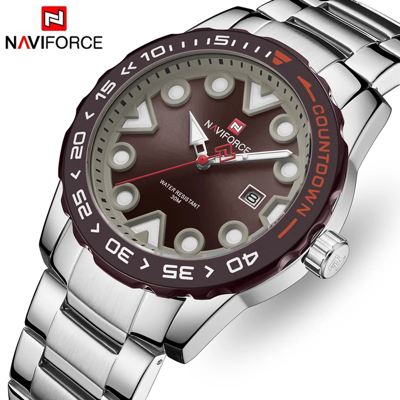 NAVIFORCE Men Watches Fashion Stainless Steel Luxury Quartz Mens Watch Simple Casual Waterproof Wristwatches Relogio Masculino | Наручные