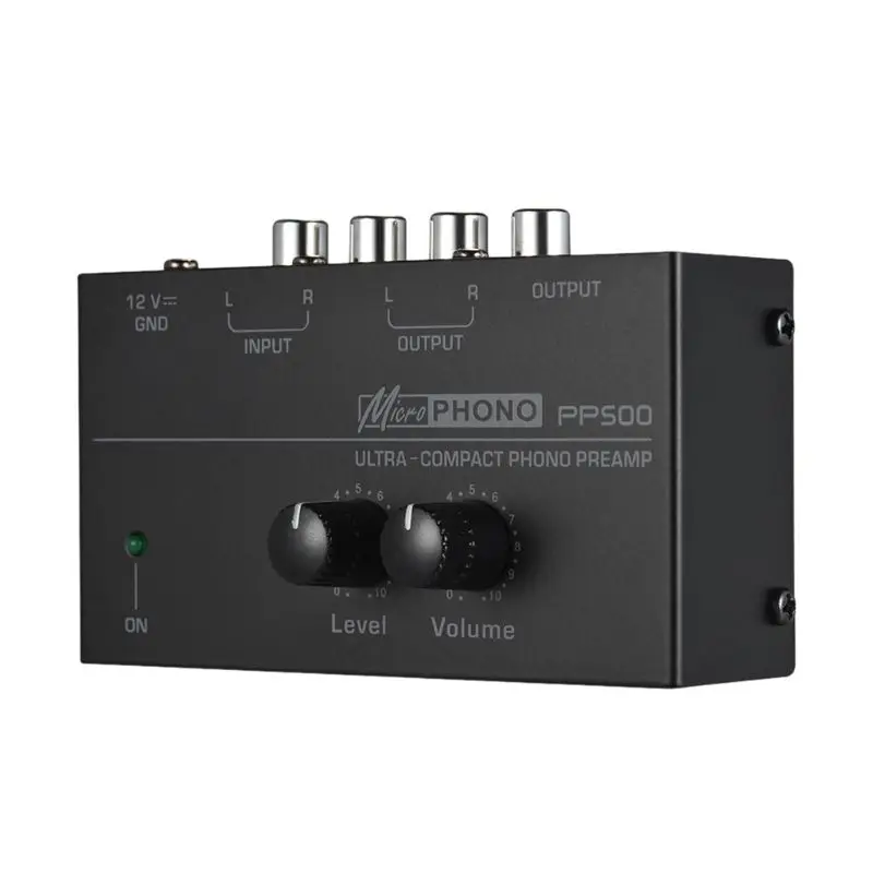 

PP500 Phono Preamp Preamplifier with Level Volume Controls RCA Input Output 1/4" TRS Interfaces for LP Vinyl Turntable