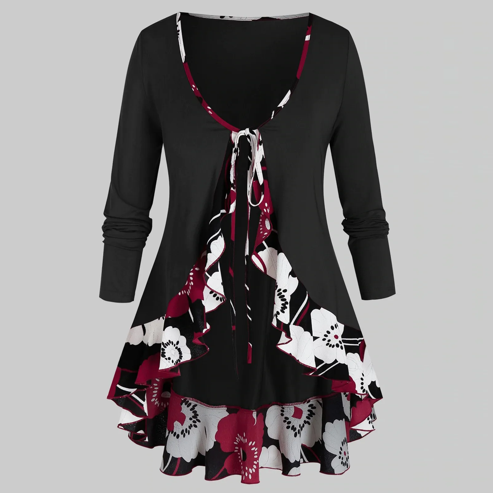 Plus Size Women Blouse Autumn Round Neck Cardigan Shirts Round neck Long Sleeve Floral Print Tops T-Shirts Camis Set Blouse 2021
Plus Size Women Blouse Autumn Round Neck Cardigan Shirts Round neck Long Sleeve Floral Print Tops T-Shirts Camis Set Blouse 2021