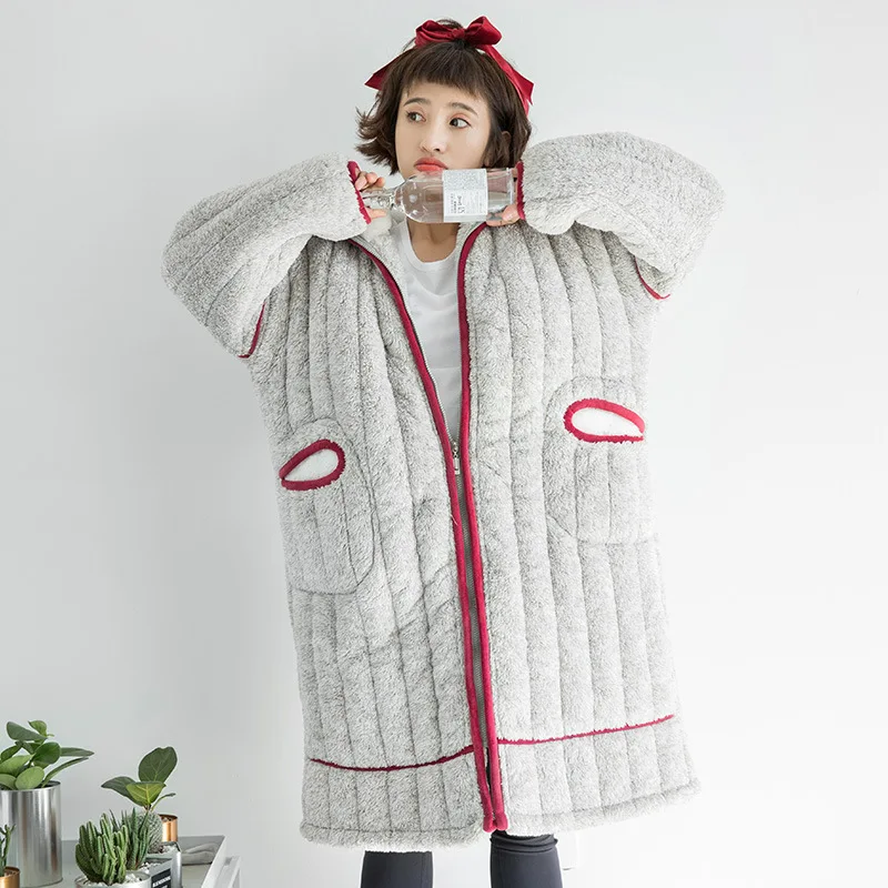 Winter Fashion Warm Thick Hooded Pajamas For Women Cute Sweet Girl Loose Robes Homewear Clothes Pijama Mujer Stitching nightgown
Winter Fashion Warm Thick Hooded Pajamas For Women Cute Sweet Girl Loose Robes Homewear Clothes Pijama Mujer Stitching nightgown