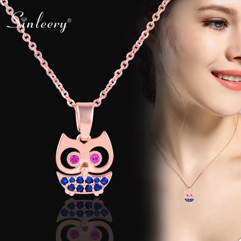 SINLEERY Cute Owl Pendant Necklace Yellow Rose Gold Silver Color Chian Pink Blue Zircon Choker Women Necklace Jewelry XL735 SSF
SINLEERY Cute Owl Pendant Necklace Yellow Rose Gold Silver Color Chian Pink Blue Zircon Choker Women Necklace Jewelry XL735 SSF