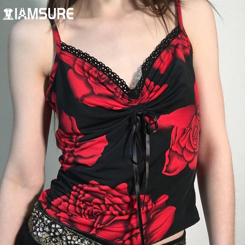 IAMSURE Rose Printed Drawstring Camis Tops Sexy Slim V-Neck Sleeveless Tank Tops Women 2021 Fashion Streetwear Sweet Cute Lady
IAMSURE Rose Printed Drawstring Camis Tops Sexy Slim V-Neck Sleeveless Tank Tops Women 2021 Fashion Streetwear Sweet Cute Lady