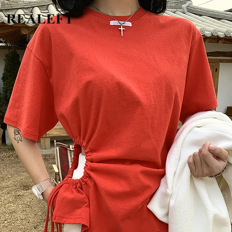 REALEFT 2021 New Summer Side Hollow Out Women's T-Shirts Bottoming O-Neck Red Lace Up Casual Short Sleeve Female Shirts Tops
REALEFT 2021 New Summer Side Hollow Out Women's T-Shirts Bottoming O-Neck Red Lace Up Casual Short Sleeve Female Shirts Tops
