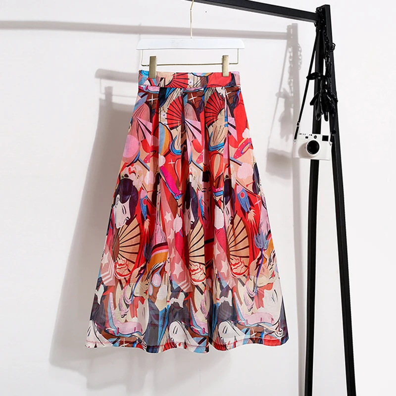 Spring Cartoon Girls Printed A-line Pleated Satin Midi Skirts Red Painting Below Knee Skirts
Spring Cartoon Girls Printed A-line Pleated Satin Midi Skirts Red Painting Below Knee Skirts