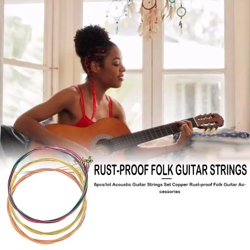 6pcs/set Copper Rust-proof Folk Guitar Strings Acoustic Guitar Strings for Acoustic Guitar Parts Classic Guitar Multi Color
6pcs/set Copper Rust-proof Folk Guitar Strings Acoustic Guitar Strings for Acoustic Guitar Parts Classic Guitar Multi Color