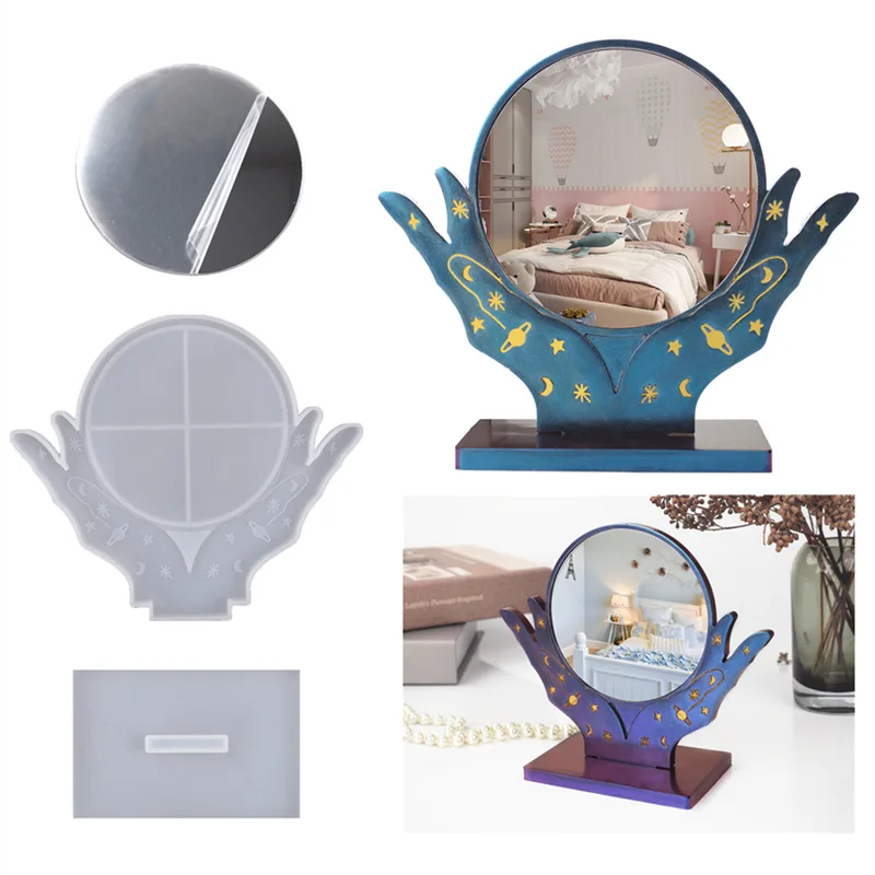 Mirror DIY Crystal Resin Epoxy Silicone Mold Hand Makeup Mirror Desktop Mirror Resin Silicone Mirror Mold
Mirror DIY Crystal Resin Epoxy Silicone Mold Hand Makeup Mirror Desktop Mirror Resin Silicone Mirror Mold