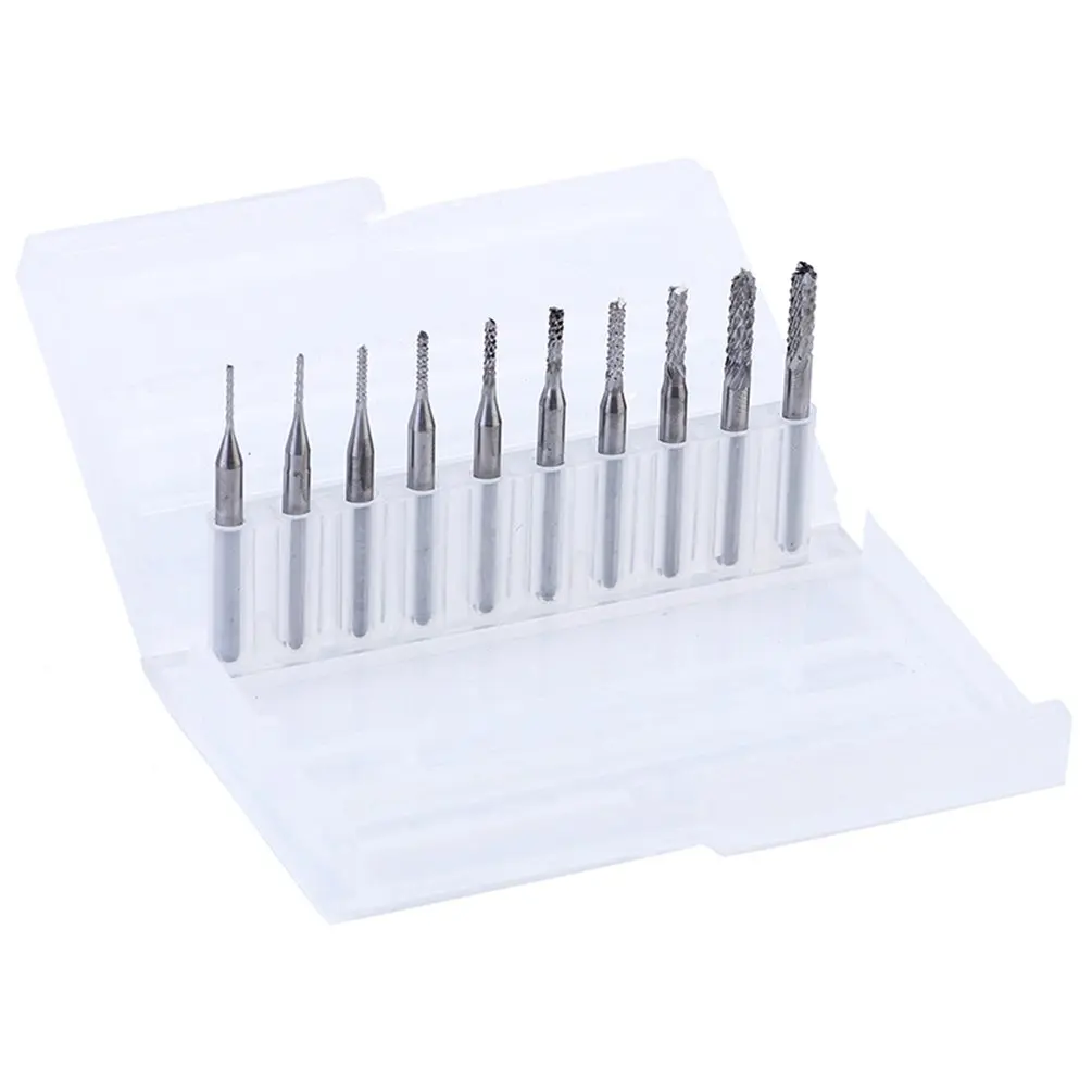 10 Pcs 0.8-3.175mm PCB Milling Cutter Set Steel Corn Router Bit Drill Engraving Bit End Mills Machinery Part Milling Cutter Kits
10 Pcs 0.8-3.175mm PCB Milling Cutter Set Steel Corn Router Bit Drill Engraving Bit End Mills Machinery Part Milling Cutter Kits