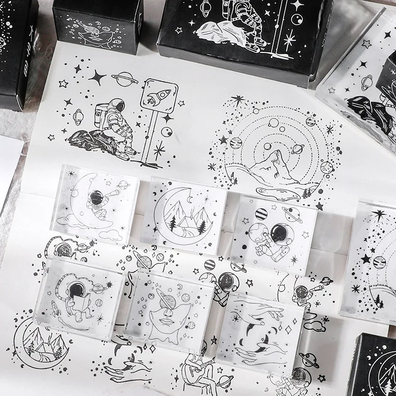 Stars Night Sky Series Astronaut Spaceman Transparent Characters Decoration Stamp Acrylic seal stationery craft standard stamps
Stars Night Sky Series Astronaut Spaceman Transparent Characters Decoration Stamp Acrylic seal stationery craft standard stamps