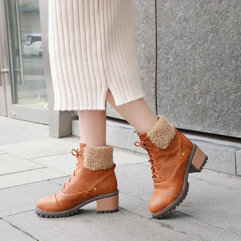 ASUMER large size 34-44 fashion autumn winter boots round toe lace up ladies ankle boots square high heels shoes prom boots
ASUMER large size 34-44 fashion autumn winter boots round toe lace up ladies ankle boots square high heels shoes prom boots