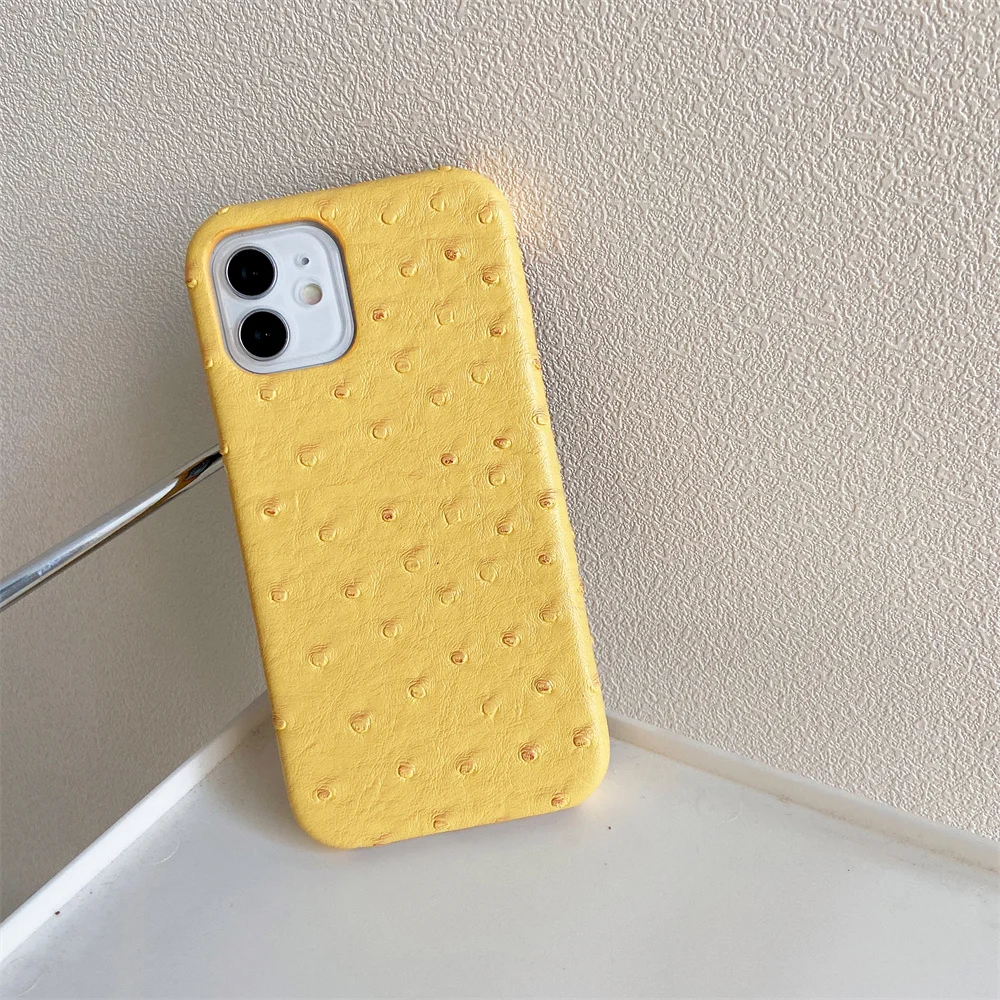 Custom Made Real Ostrich Leather Back Phone Cover for iPhone 12 13 Pro Max 12 13Mini Stylish Business Protection Case Women Gift 
Custom Made Real Ostrich Leather Back Phone Cover for iPhone 12 13 Pro Max 12 13Mini Stylish Business Protection Case Women Gift