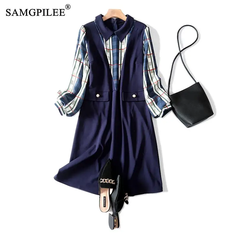 Осенняя одежда для женщин, 2021, Повседневное Платье трапециевидного силуэта, в клетку, с длинным рукавом, до колена, с отложным воротником, 4XL
Осенняя одежда для женщин, 2021, Повседневное Платье трапециевидного силуэта, в клетку, с длинным рукавом, до колена, с отложным воротником, 4XL