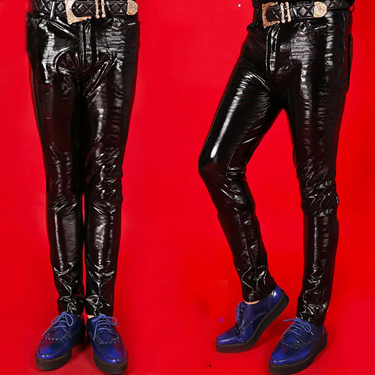 Jazz Dance Costumes Nightclub Rock Male Singer Performance Pants Men's Leather Pants Slim Black Bar Patent Leather Pants DT1135
Jazz Dance Costumes Nightclub Rock Male Singer Performance Pants Men's Leather Pants Slim Black Bar Patent Leather Pants DT1135