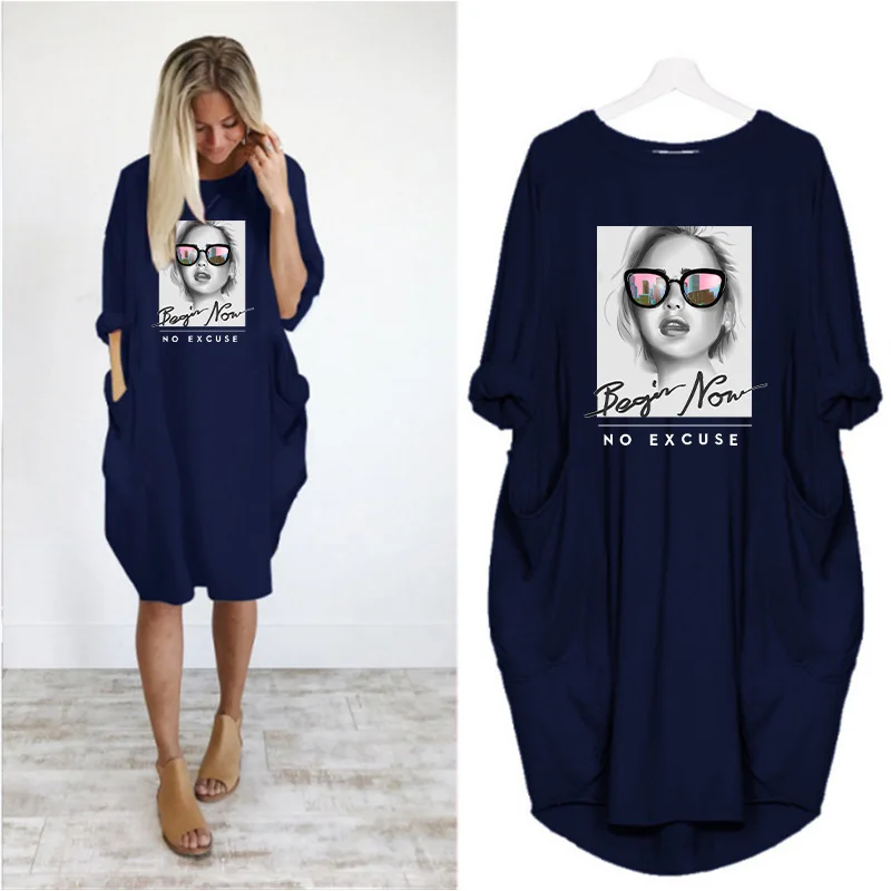 2020 Women Midi Dress Letter Urban Girl Print Long Sleeve O Neck Pocket Casual Loose Plus Size Woman Dress Vintage Vestidos Robe
2020 Women Midi Dress Letter Urban Girl Print Long Sleeve O Neck Pocket Casual Loose Plus Size Woman Dress Vintage Vestidos Robe