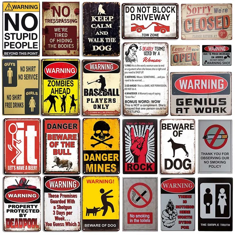 Warning Metal Tin Sign Warning Word Vintage Metal Plaque Home Decor Shop Bar Pub Club Retro Metal Plate Art Poster Wall Sticker
Warning Metal Tin Sign Warning Word Vintage Metal Plaque Home Decor Shop Bar Pub Club Retro Metal Plate Art Poster Wall Sticker