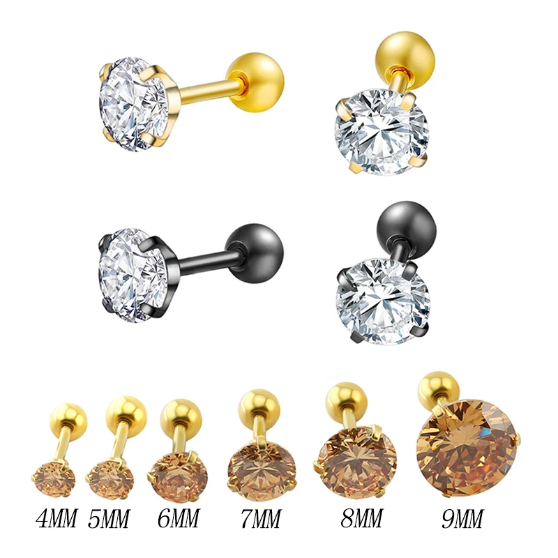 ZS 16G Stainless Steel Ear Studs Gold Black Plated Zircon Round Studs Earring Women Girl Crystal Helix Cartilage Earring Jewelry
ZS 16G Stainless Steel Ear Studs Gold Black Plated Zircon Round Studs Earring Women Girl Crystal Helix Cartilage Earring Jewelry