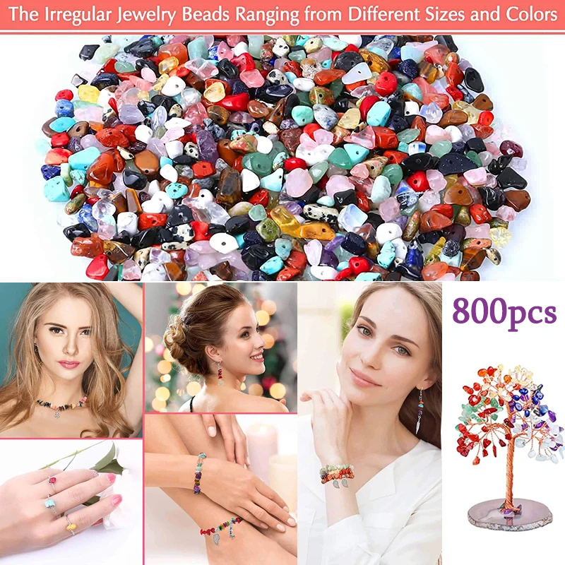 800 Pcs Natural Stone Beads for Jewelry Ring Earring Bracelets Making Gemstones with Clear Elastic String DIY Accessories
800 Pcs Natural Stone Beads for Jewelry Ring Earring Bracelets Making Gemstones with Clear Elastic String DIY Accessories