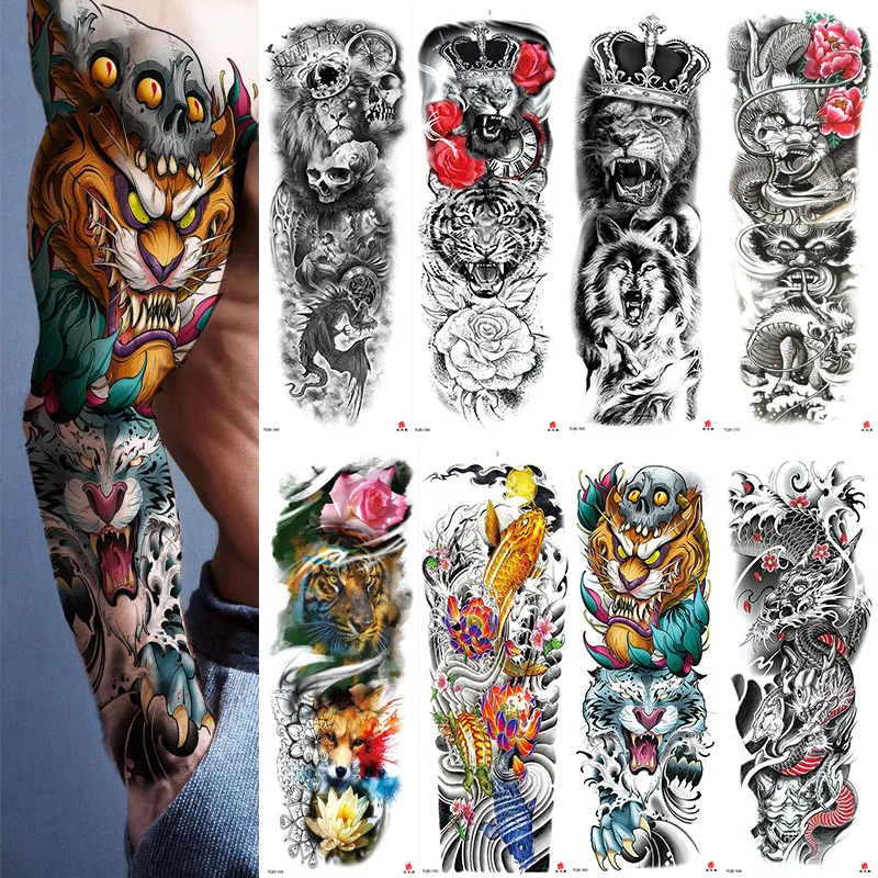 Large Arm Sleeve Tattoo Rose Clock Waterproof Temporary Tatto Sticker Dragon Wolf Body Art Full Fake Tatoo Women Men
Large Arm Sleeve Tattoo Rose Clock Waterproof Temporary Tatto Sticker Dragon Wolf Body Art Full Fake Tatoo Women Men