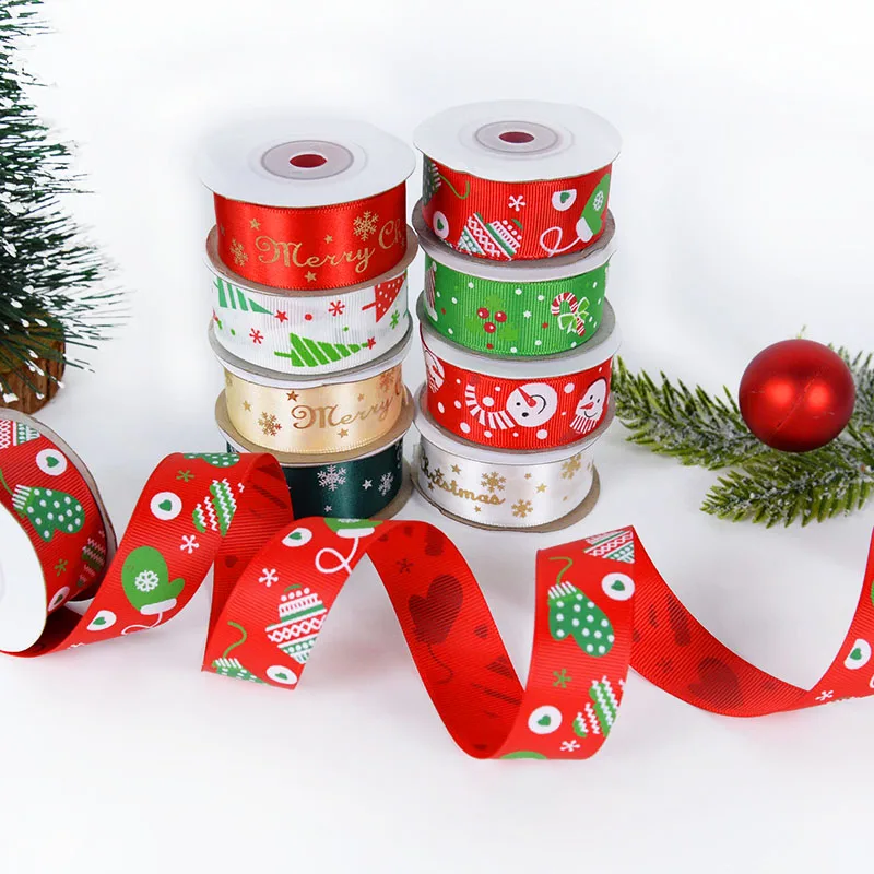 

10 Yards 25mm Merry Christmas Ribbons Xmas Party Gift Box Packaging Ribbon Christmas Tree Decoration DIY Sewing Fabric 2022