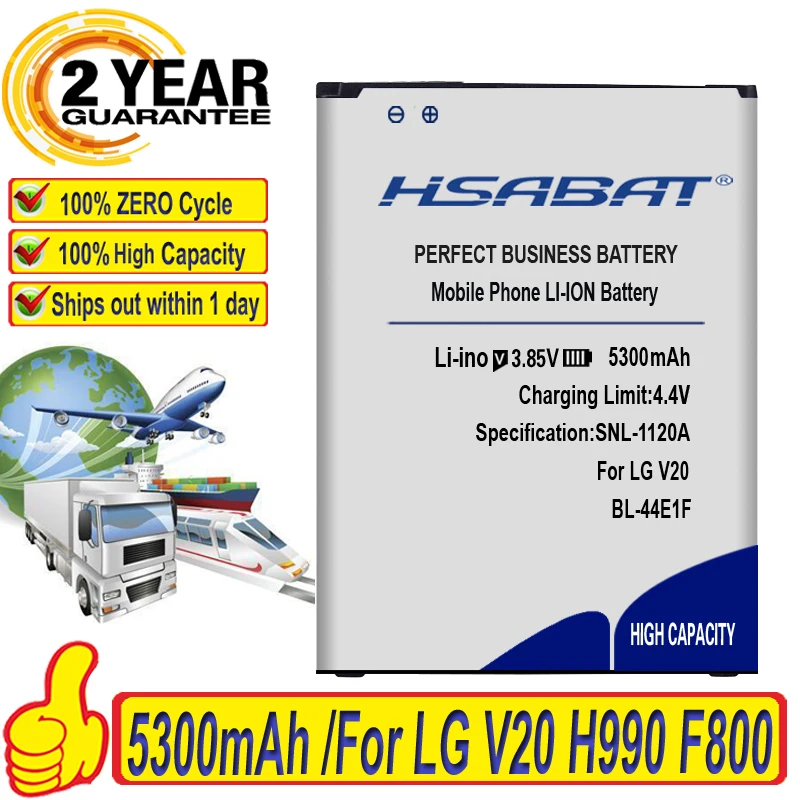 HSABAT 5300mAh BL 44E1F Замена для LG V20 батарея H990 F800 батареи VS995 US996 LS997 H990DS H910 H918