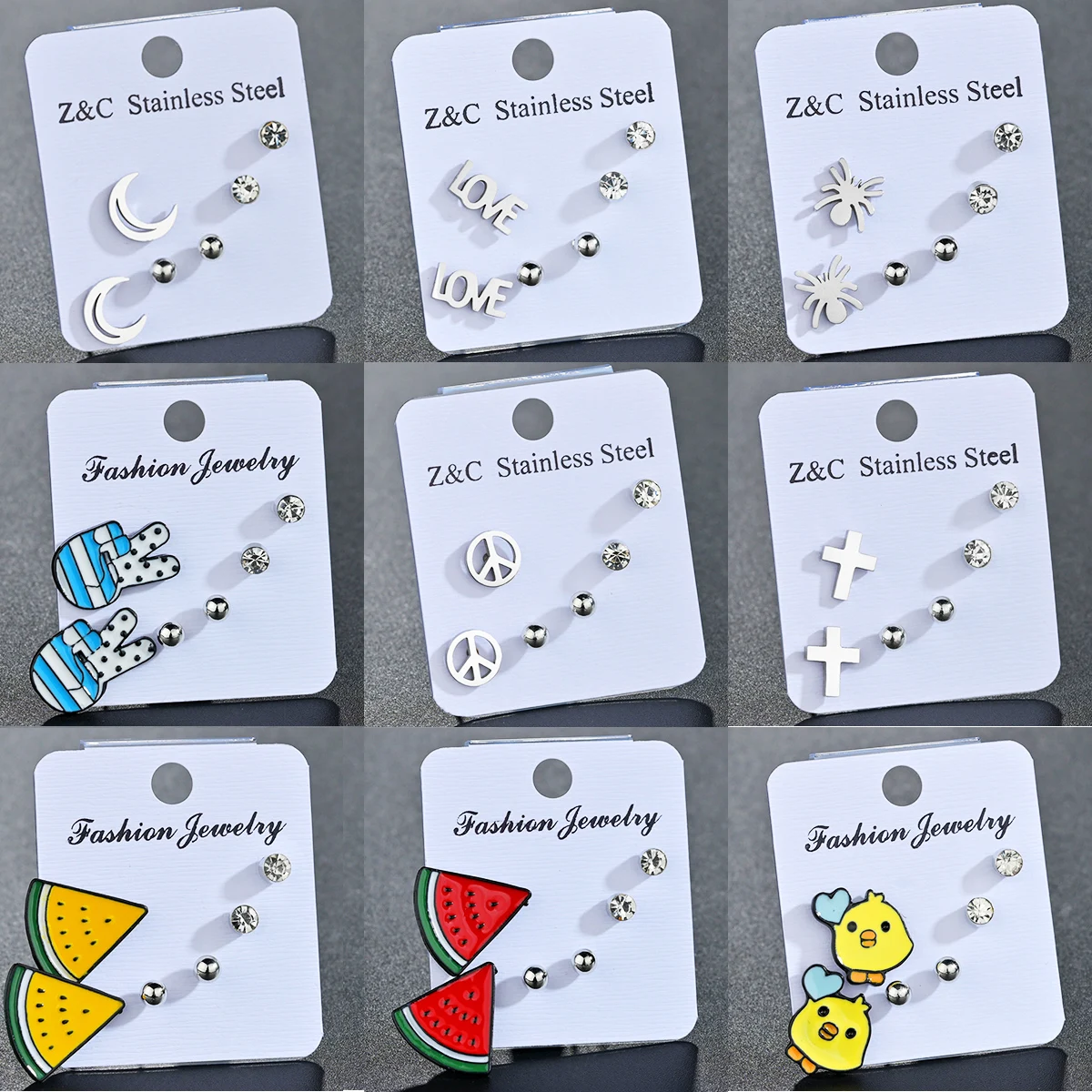 3 Pairs Silver Color Earrings Mixed Styles Crystal Stone Love/Moon/Cross/Peace Stud Earrings Set For Women Girls Jewelry Gift
3 Pairs Silver Color Earrings Mixed Styles Crystal Stone Love/Moon/Cross/Peace Stud Earrings Set For Women Girls Jewelry Gift