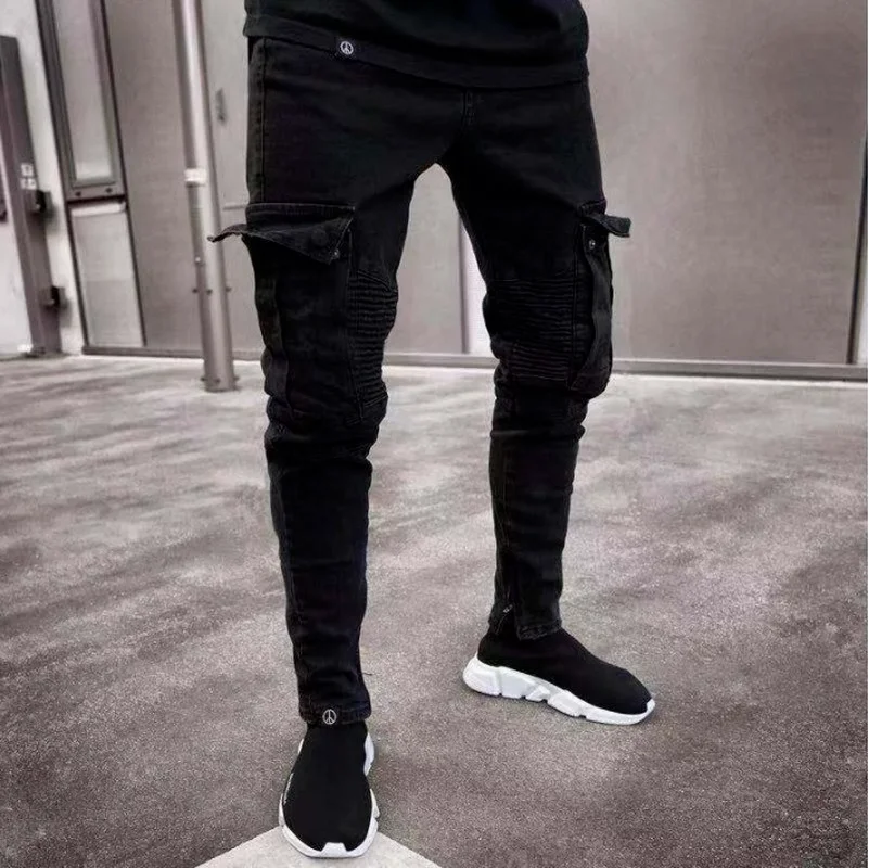 Men Biker Ripped Long Denim Trousers Skinny Jeans Pants Destroyed Stretchy-Black Pants
Men Biker Ripped Long Denim Trousers Skinny Jeans Pants Destroyed Stretchy-Black Pants