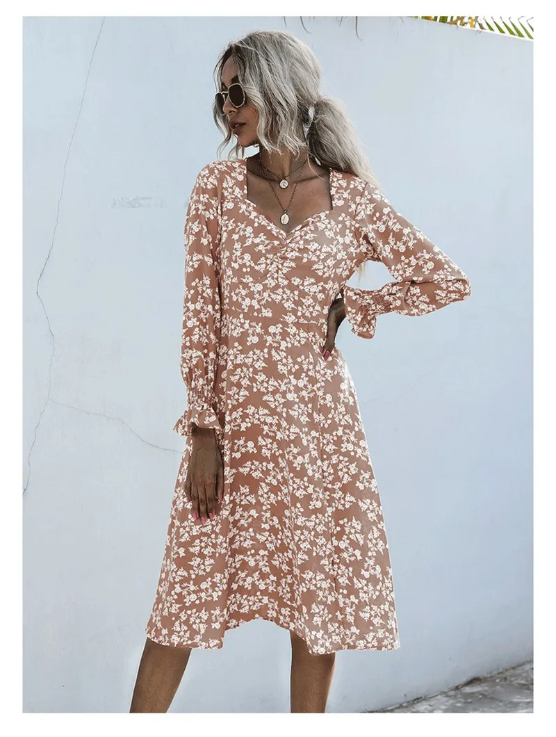 2021 Autumn New Women's Floral Dress High Waist V-Neck Mid-Length Temperament Dress Long Sleeve Fashion Elegant Dresses A-Line
2021 Autumn New Women's Floral Dress High Waist V-Neck Mid-Length Temperament Dress Long Sleeve Fashion Elegant Dresses A-Line