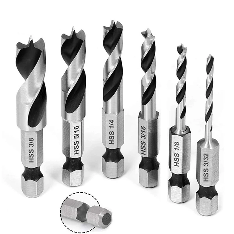 6Pcs HSS SAE Brad Point Stubby Drill Bit Set for Wood with 1/4-Inch Quick Change Hex Shank 3/32 1/8 3/16 1/4 5/16 3/8
6Pcs HSS SAE Brad Point Stubby Drill Bit Set for Wood with 1/4-Inch Quick Change Hex Shank 3/32 1/8 3/16 1/4 5/16 3/8