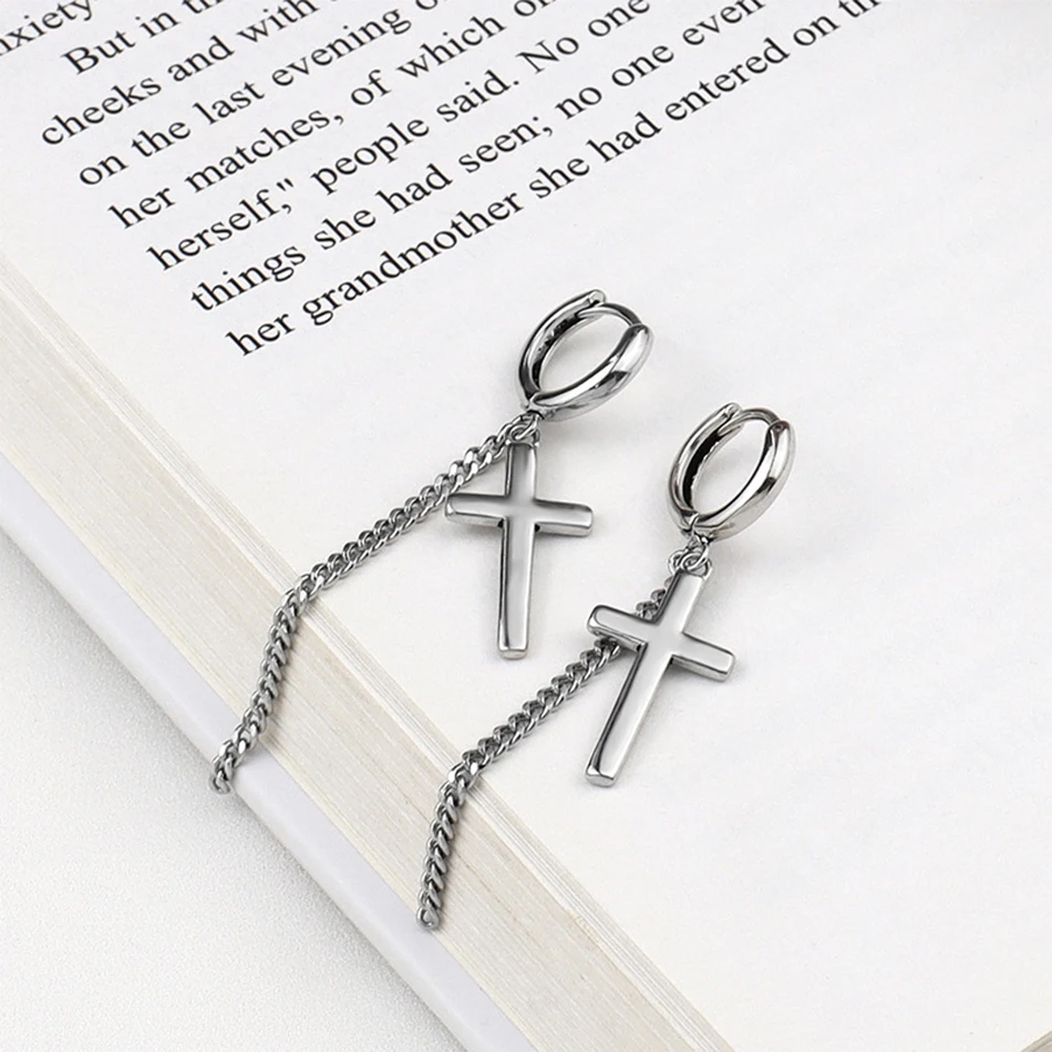 Small Hoop Earrings With Cross Unisex Jewelry Line Chain Huggie Ear Huggie Piercing 
Small Hoop Earrings With Cross Unisex Jewelry Line Chain Huggie Ear Huggie Piercing