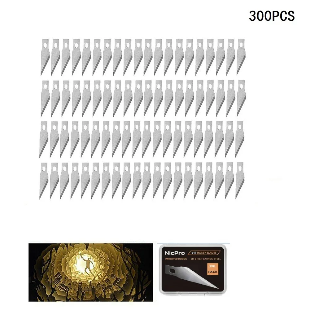 300pcs Non-Slip Metal Blades Sharp Knives Kit Cutter Engraving Craft For X-acto Exacto SK5 Mobile Phone DIY Repair Hand Tool
300pcs Non-Slip Metal Blades Sharp Knives Kit Cutter Engraving Craft For X-acto Exacto SK5 Mobile Phone DIY Repair Hand Tool