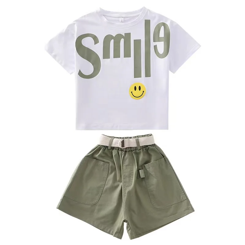 Girls Summer Dress New Foreign Styl Short-sleeved Children's Fashion Letter Printing Overalls Kids Wild Two-piece Suit GT30 
Girls Summer Dress New Foreign Styl Short-sleeved Children's Fashion Letter Printing Overalls Kids Wild Two-piece Suit GT30