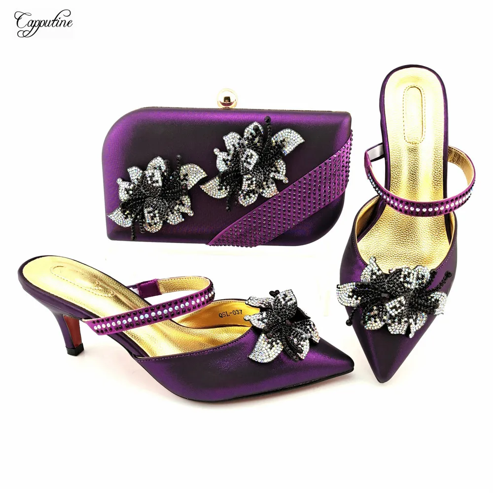 Latest Ladies High Heels Shoes And Clutch Bag Set To Match Purple African Women Pumps With Handbag Evening Purse QSL037 7.5CM
Latest Ladies High Heels Shoes And Clutch Bag Set To Match Purple African Women Pumps With Handbag Evening Purse QSL037 7.5CM