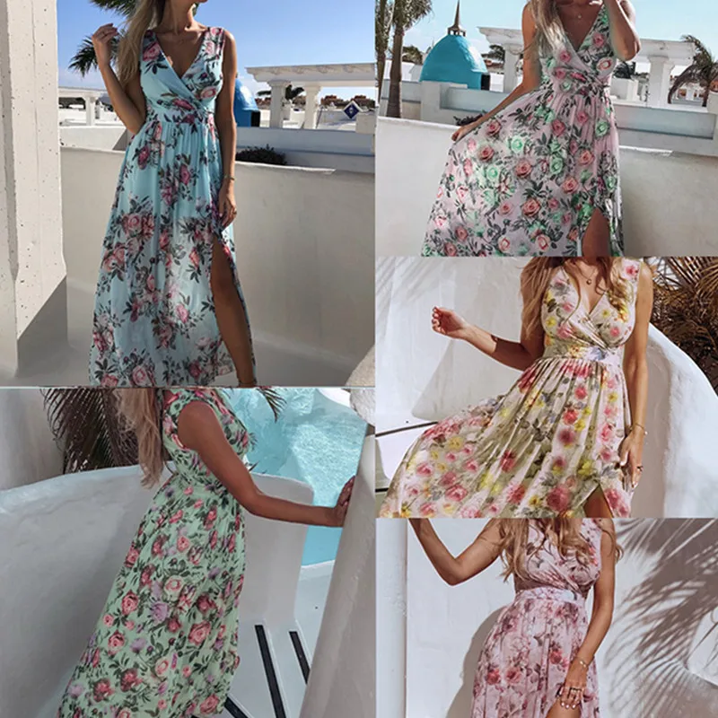 Bikoles 2021 Summer New Fashion Sexy Deep V Neck Sleeveless Empire Ladies Dress Print Split Zippers Temperament Women Plus Size 
Bikoles 2021 Summer New Fashion Sexy Deep V Neck Sleeveless Empire Ladies Dress Print Split Zippers Temperament Women Plus Size