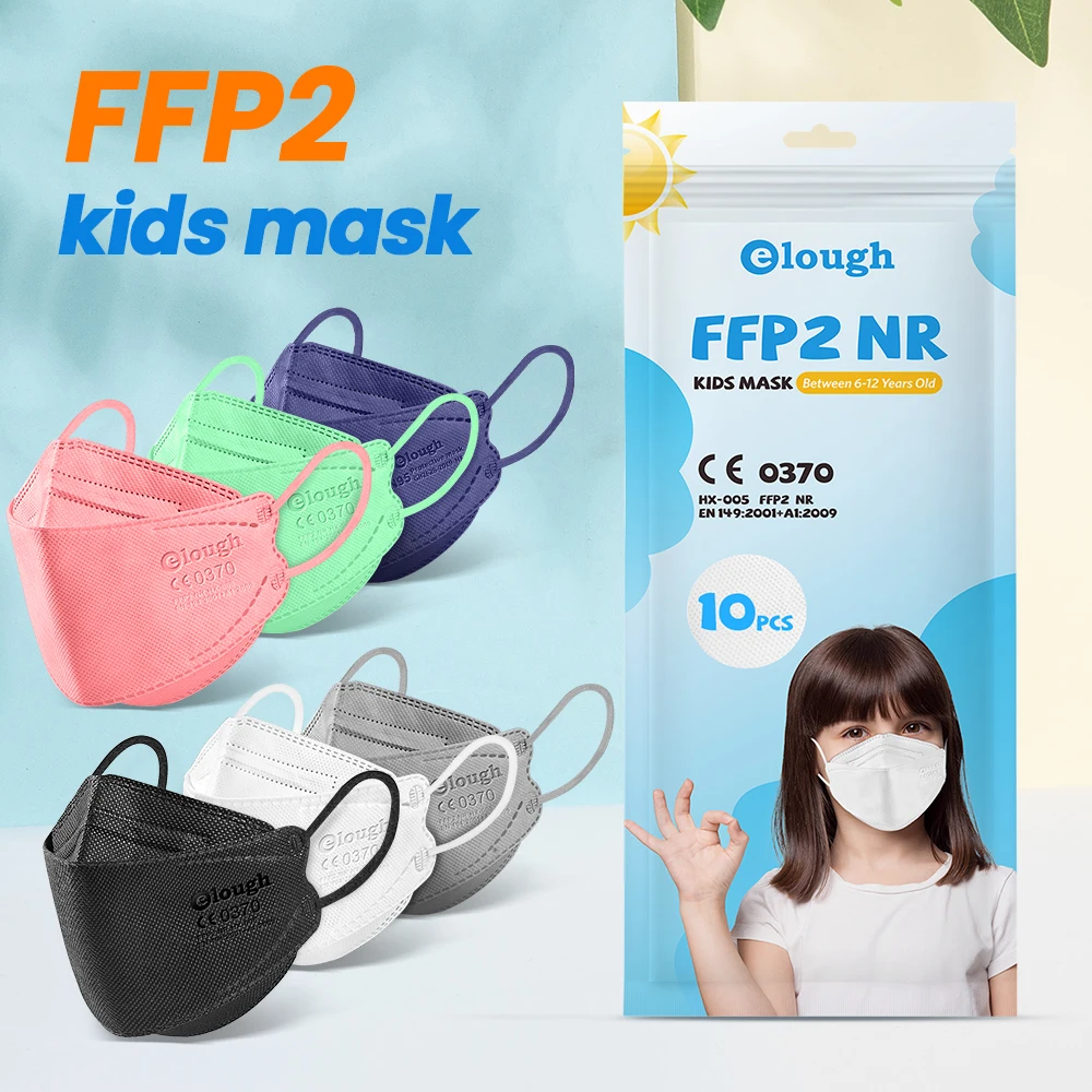 Elough Mascarillas FPP2 для детей 6-12 лет 4-слойные Детские маски FFP2 Детская FFP 2 FFP2Mask Mascarilla KN95