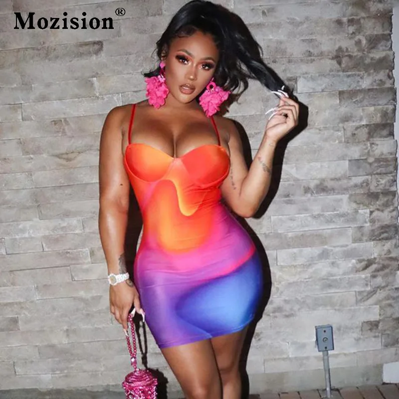 Mozision Tie Dye Print Spaghetti Strap Mini Dress For Women Fashion Summer Backless Skinny Dresses Female Sexy Party Clubwear
Mozision Tie Dye Print Spaghetti Strap Mini Dress For Women Fashion Summer Backless Skinny Dresses Female Sexy Party Clubwear