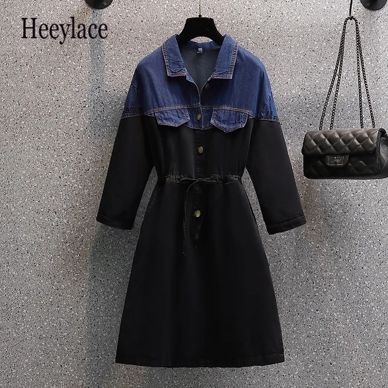 Plus Size Women 4XL Denim Patchwork Long Sleeve Autumn Dresses 2021 Letter Embroidery High Waist A-line Vestidos De Fiesta
Plus Size Women 4XL Denim Patchwork Long Sleeve Autumn Dresses 2021 Letter Embroidery High Waist A-line Vestidos De Fiesta