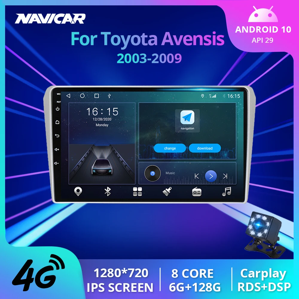Автомагнитола 2DIN Android 10 для Toyota Avensis T250 2 II 2003-2009, автомобильная стереосистема с GPS-навигацией, Авторадио с Bluetooth плеером, Carplay IGO
Автомагнитола 2DIN Android 10 для Toyota Avensis T250 2 II 2003-2009, автомобильная стереосистема с GPS-навигацией, Авторадио с Bluetooth плеером, Carplay IGO