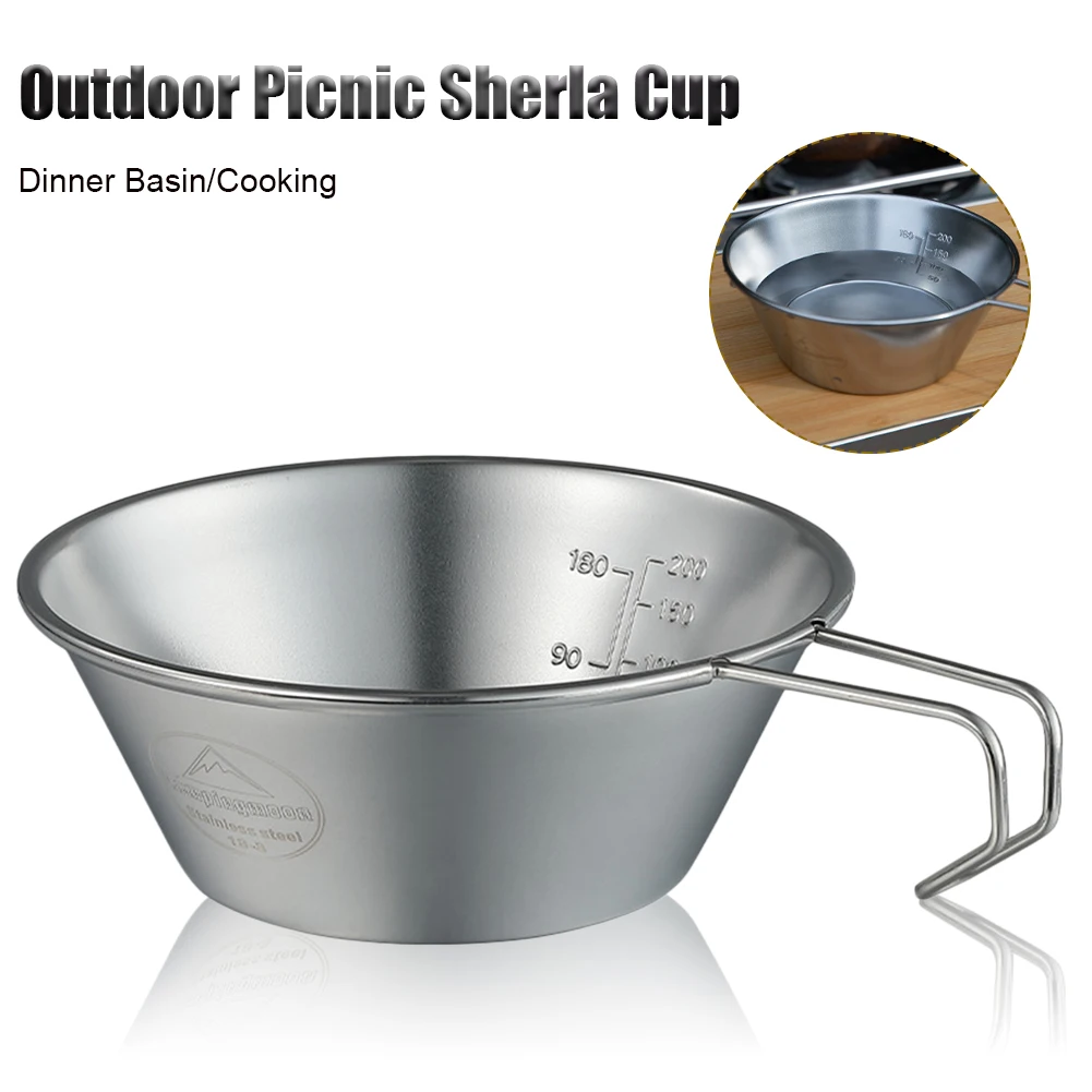 310ml Stainless Steel Sierra Cup with Scale Portable Lightweight Camping Bowl with Folding Handle for Picnic Backpacking Hunting
310ml Stainless Steel Sierra Cup with Scale Portable Lightweight Camping Bowl with Folding Handle for Picnic Backpacking Hunting