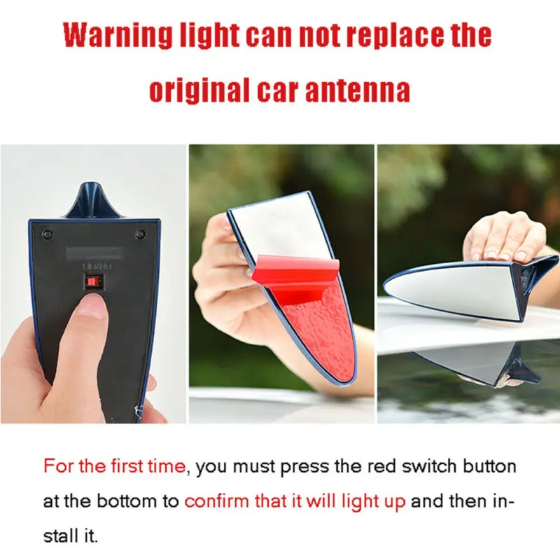 Gold LED Solar Car Tail Light Shark Fin Antenna Style Warning Flash Alarm Lamp | Автомобили и мотоциклы