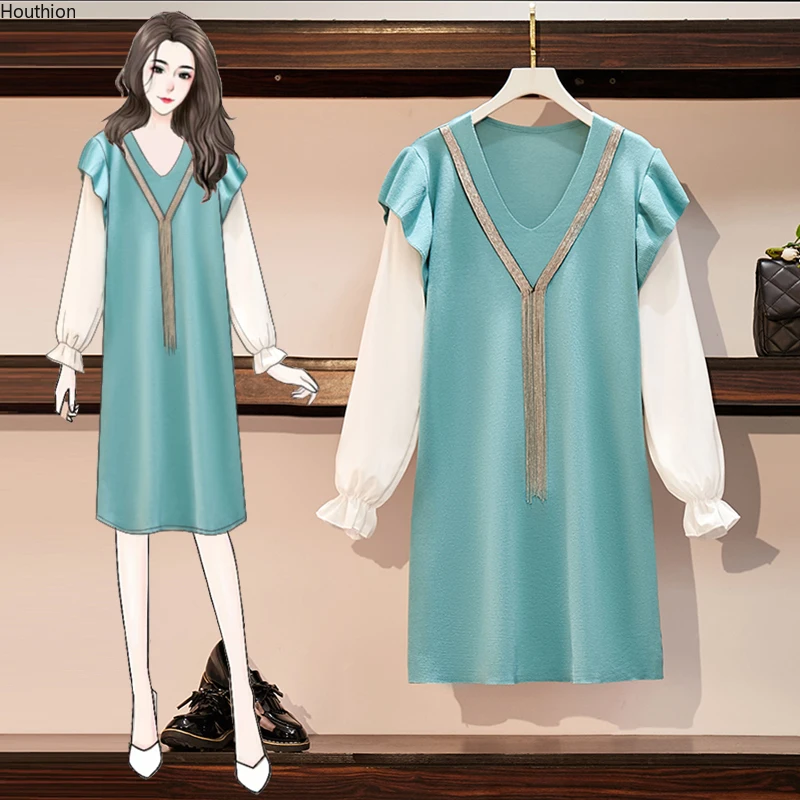 Autumn New Women's Dresses V-neck Dress Type A Girl Long Sleeve Pure Color Stitching Knitting Casual Fashion Loose
Autumn New Women's Dresses V-neck Dress Type A Girl Long Sleeve Pure Color Stitching Knitting Casual Fashion Loose