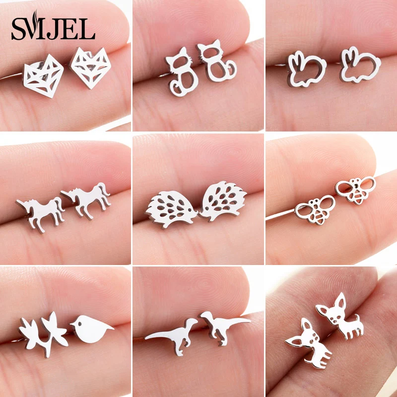 SMJEL Stainless Steel Animal Stud Earrings for Women Girls Minimalist Fox Cat Hedgehog Earings Jewelry Bee Dog Accessories Gifts
SMJEL Stainless Steel Animal Stud Earrings for Women Girls Minimalist Fox Cat Hedgehog Earings Jewelry Bee Dog Accessories Gifts